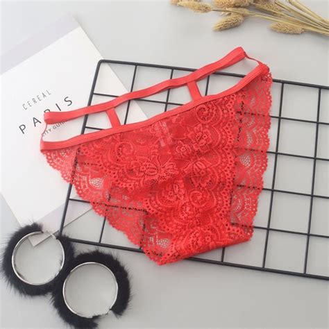 Lingerie Sexy Femme Dentelle String Ouvert Culotte G Pants Lingerie Pyjamas Rouge Rouge