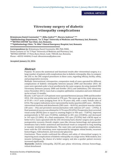 (PDF) Vitrectomy surgery of diabetic retinopathy complications