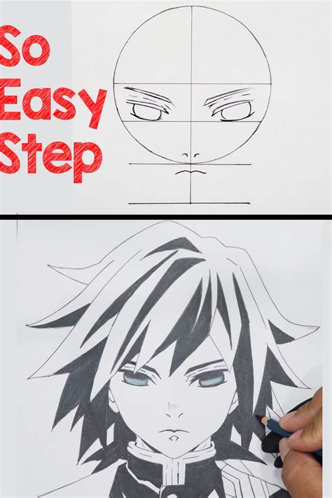 How To Draw Giyuu Tomioka Step By Step Demon Slayer Kimetsu No Yaiba