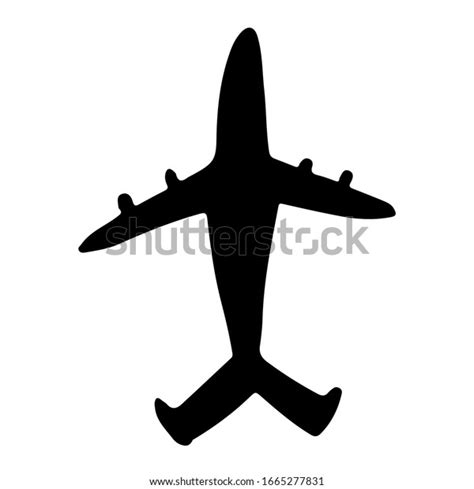 Airplane Black Silhouette On White Background Stock Vector (Royalty ...