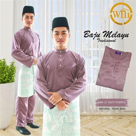 Baju Melayu Tradisional Light Dusty Purple Berpesak Shopee Malaysia