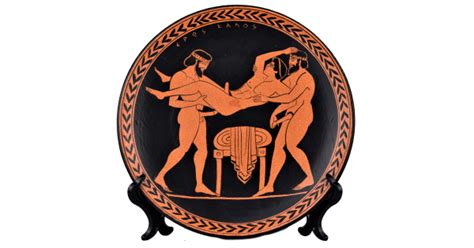 Homosexual Love Gay Sex Painting Ancient Greece Ceramic Plate Greek Pottery