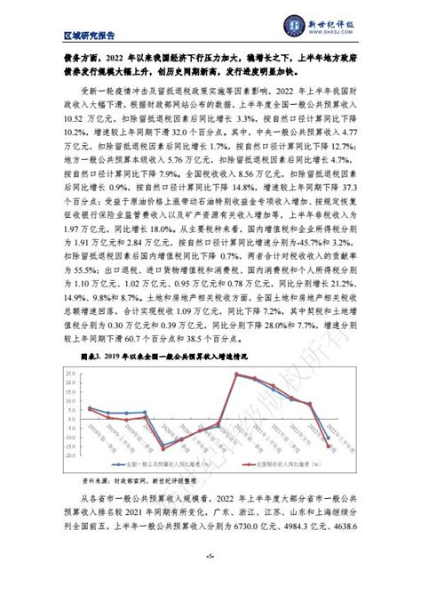 【28268a】新世纪评级2022年上半年度全国及各省市经济财政情况简析13页 报告制造者