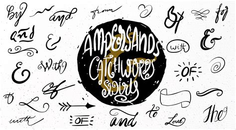 Hand Drawn Vector Catchwords Ampersands And Swirls Graphicsfuel