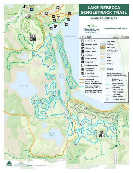 Lake Rebecca Park Reserve Singletrack Trail Map By Three Rivers Park