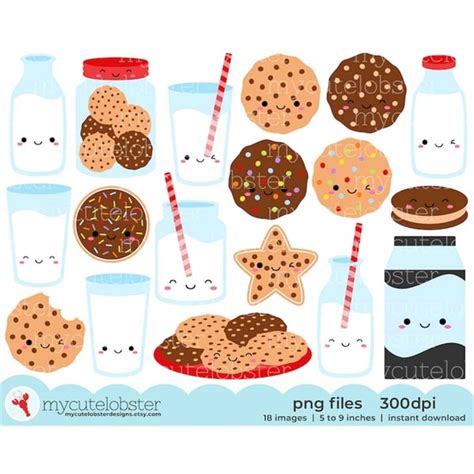 Cute Milk & Cookies Clipart - clip art set of happy milk, cu - Inspire ...