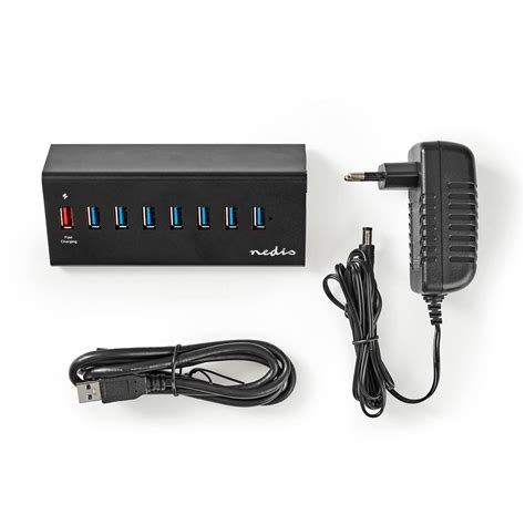 USB-Hub | 8-Port | QC3.0 / USB 3.2 Gen1 | Netzstromversorgung ...