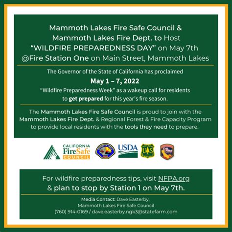 Mammoth Lakes Fire Safe Council And Mammoth Lakes Fire Department Host “wildfire Preparedness Day