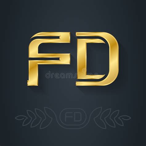 F Und D- Initialen Oder Goldenes Logo FD- Metallische Vorlage Der ...