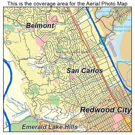 Aerial Photography Map of San Carlos, CA California