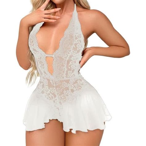 Lingerie Sexy Femme Dentelle Lingerie Mari E Mini Blanc Blanc Cdiscount Pr T Porter