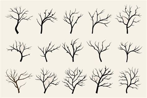 Premium Vector Naked Trees Pattern Seamless Print With Black Plant