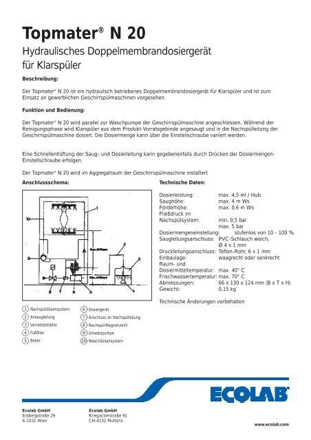 Topmater® N 20 - Ecolab Gmbh