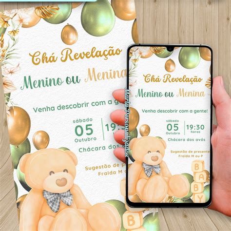 Convite Digital Chá Revelação Nude Elo7 Produtos Especiais