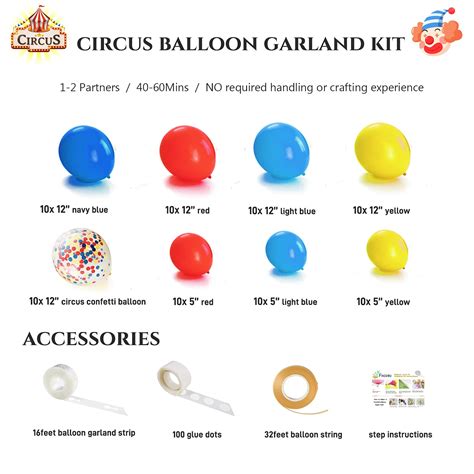 Circus Balloon Arch Kit Red Blue And Yellow Balloons Confetti Balloons