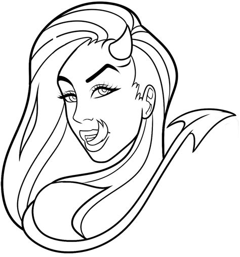Devilish Babe Lineart White BG By DawnieDA On DeviantArt