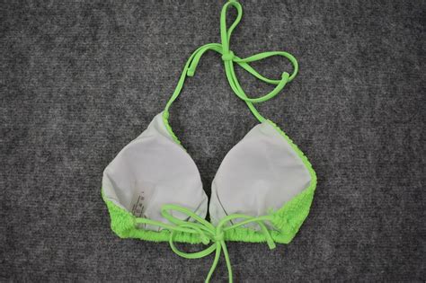 Green Swimwear Bikini Triangle Top Womens Size Large Gem