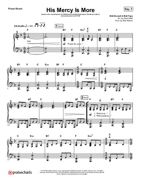 His Mercy Is More Sheet Music Pdf Matt Boswell Matt Papa Praisecharts