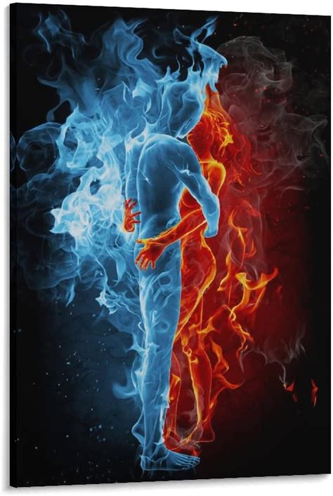 Amazon Fire And Water Art Couple Nude Art Room Decoration Ideas