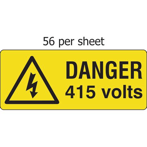 Danger 415 Volts Sav 49 X 20mm Sheet Of 56 Labels First Safety