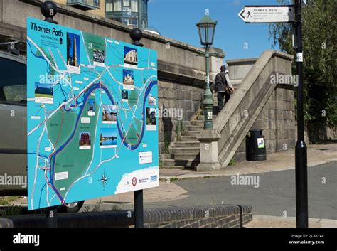 Board And Map Showing The Thames Path National Trail And Points On The