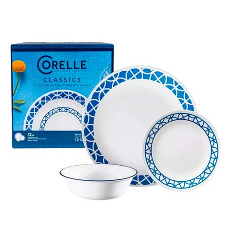 Ripley Vajilla Corelle Cobalt Circles 12 Piezas