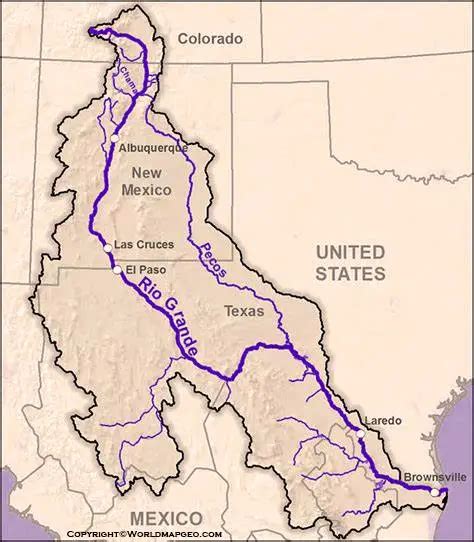 Rio Grande River Map Texas US Printable Map