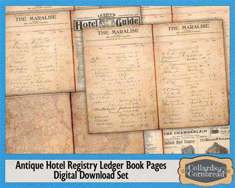 Antique Hotel Registry Ledger Book Pages Digital Download - Etsy