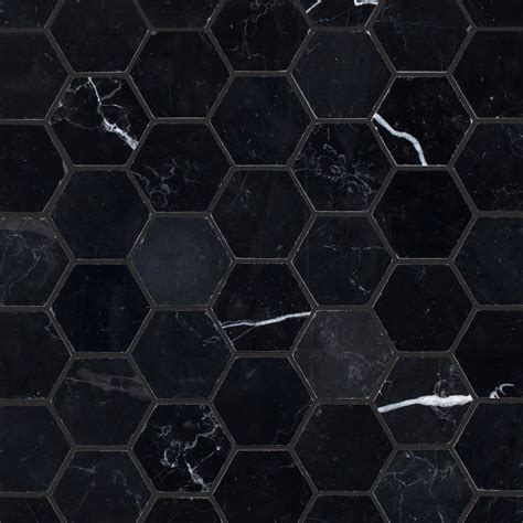 Nero Marble Hexagon Mosaic Floor Decor Hexagonal Mosaic French