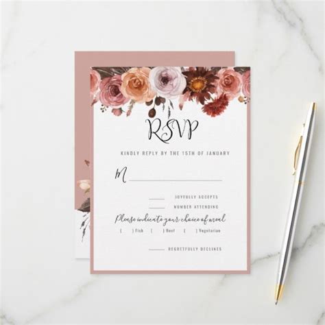 RSVP Dusty Rose Floral Watercolor RSVP Card Ad AFF Floral