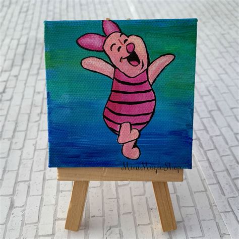 Disney Piglet Winnie The Pooh Miniature Canvas Art Painting Etsy