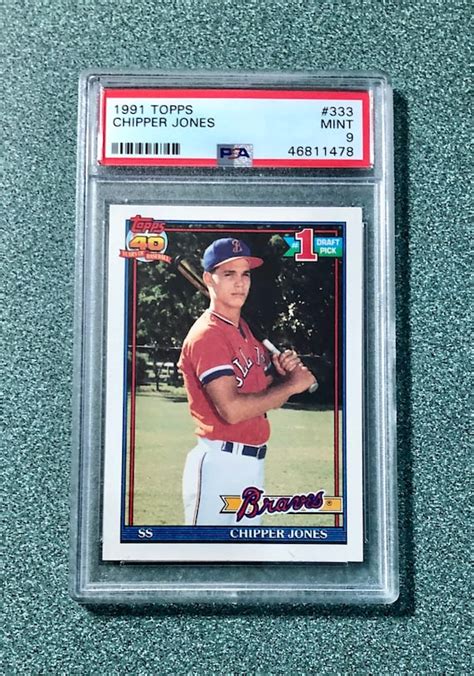 1991 Topps Chipper Jones Rookie Card PSA 9 Mint Atlanta Etsy