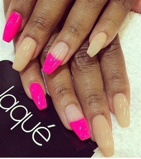 Hot Pink And Nude Nails Diy Nails Nails Get Nails