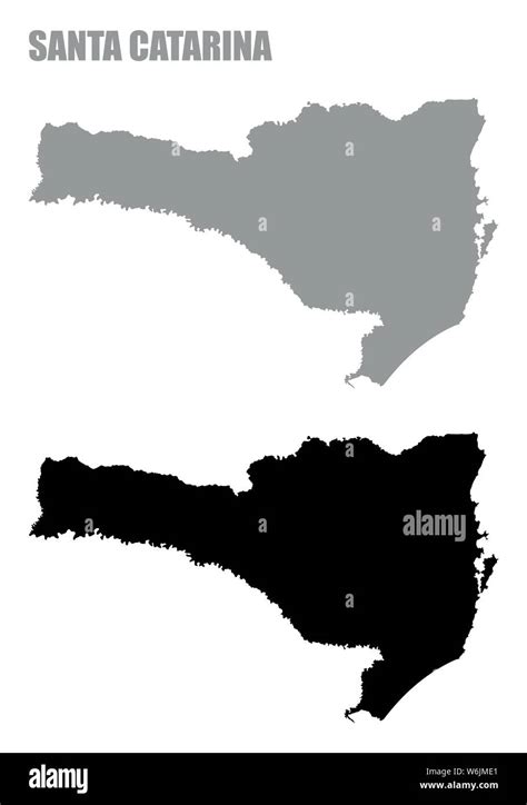 Santa Catarina State Silhouette Maps Isolated On White Background