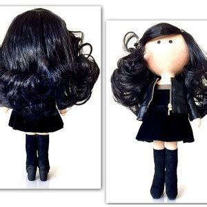 Goth Girl Brunette Handmade Fabric Doll Selfie Portrait Doll Etsy