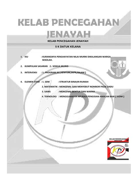 Kelab Pencegahan Jenayah S K Datuk Kelana Membentuk Akhlak Mulia Pdf
