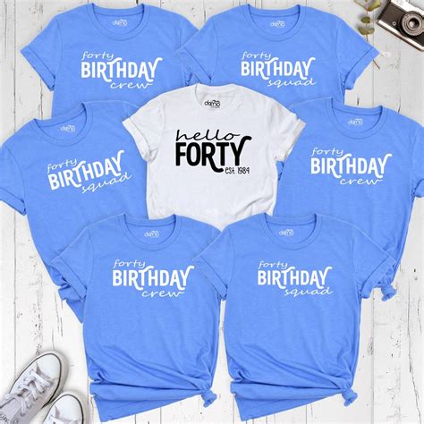 Hello Forty Shirt 40th Birthday Squad Shirt Custom Birthday Crew Tee