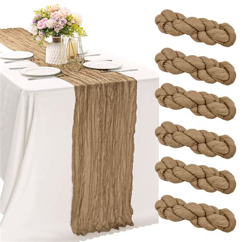 Pieces Nude FT Cheesecloth Table Runner Boho Gauze Fabric Table Runner Rustic Sheer Runner
