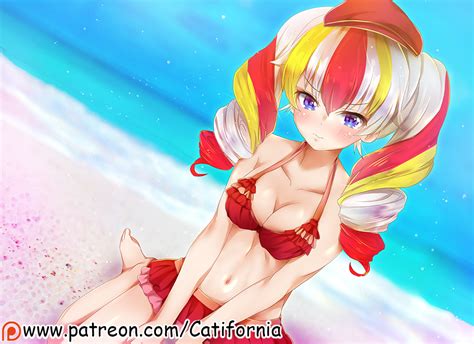 Curly Hair Girl Sitting At The Beach By Catifornia By Catifornia Hentai Foundry