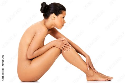 Attractive Naked Woman Sitting Side View Stock Photo Adobe Stock