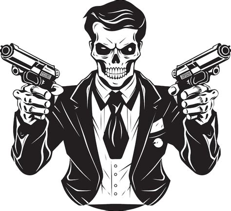 Premium Vector Ghostly Guns Twin Pistols Of The Skeleton