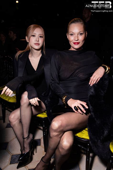 Kate Moss Sexy Seen Flashing Her Nude Tits At The Yves Saint Laurent Fashion Show In Paris Aznude