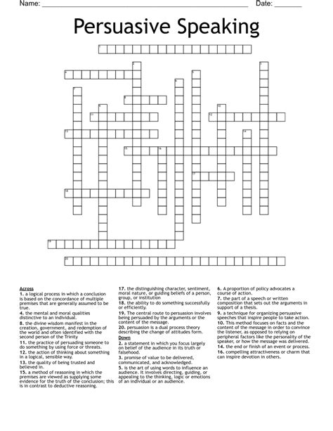 Public Speaking Crossword Puzzle