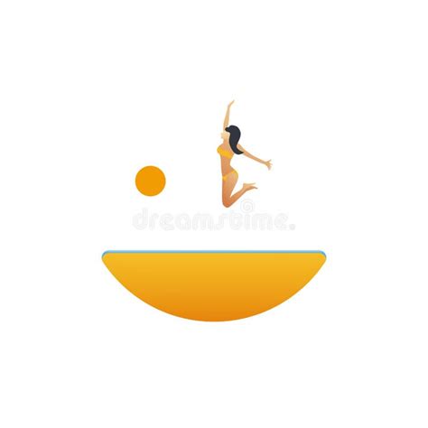 Jeune Femme Sexy Dans Des Sauts De Bikini Au Dessus De Bande Dessin E De Vecteur De Plage