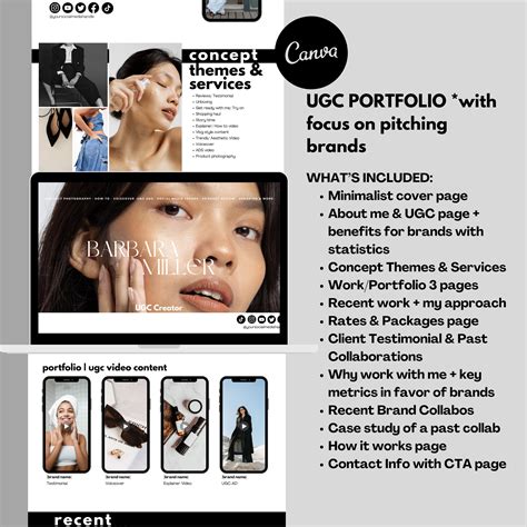 Ugc Portfolio Template Canva Minimalist Ugc Portfolio Ugc Website