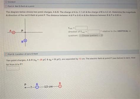 Solved The Diagram Below Shows Two Point Charges A B Chegg