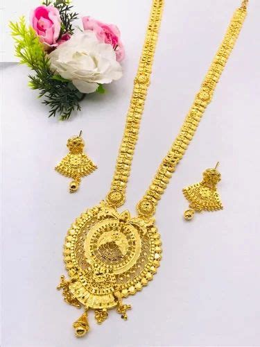 Party Wear Golden Gold Plated Long Necklace Set At Rs Set In