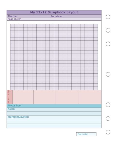 12x12 Scrapbook Layout Planner Template - Right printable pdf download