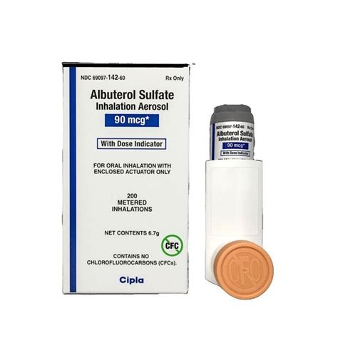 Albuterol Sulfate Inhaler 90mcg 200 Metered Dose School Health