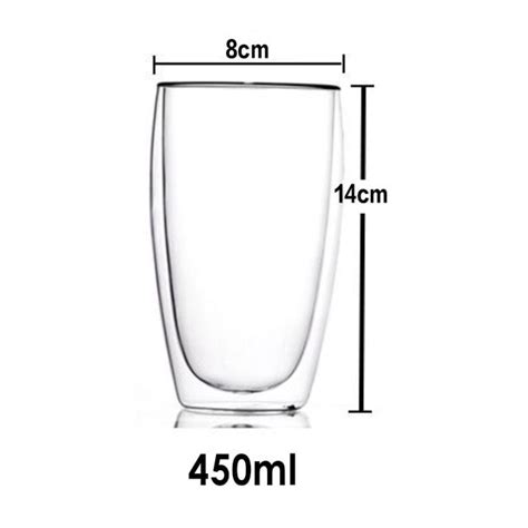 Home Zania Double Wall Glass 250350450500ml Mug Heat Resistant